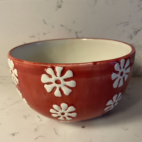 Bloom Rite Soup / Cereal Bowl Retro Vintage Groovy Flower Power Big Red Daisy - Picture 1 of 10